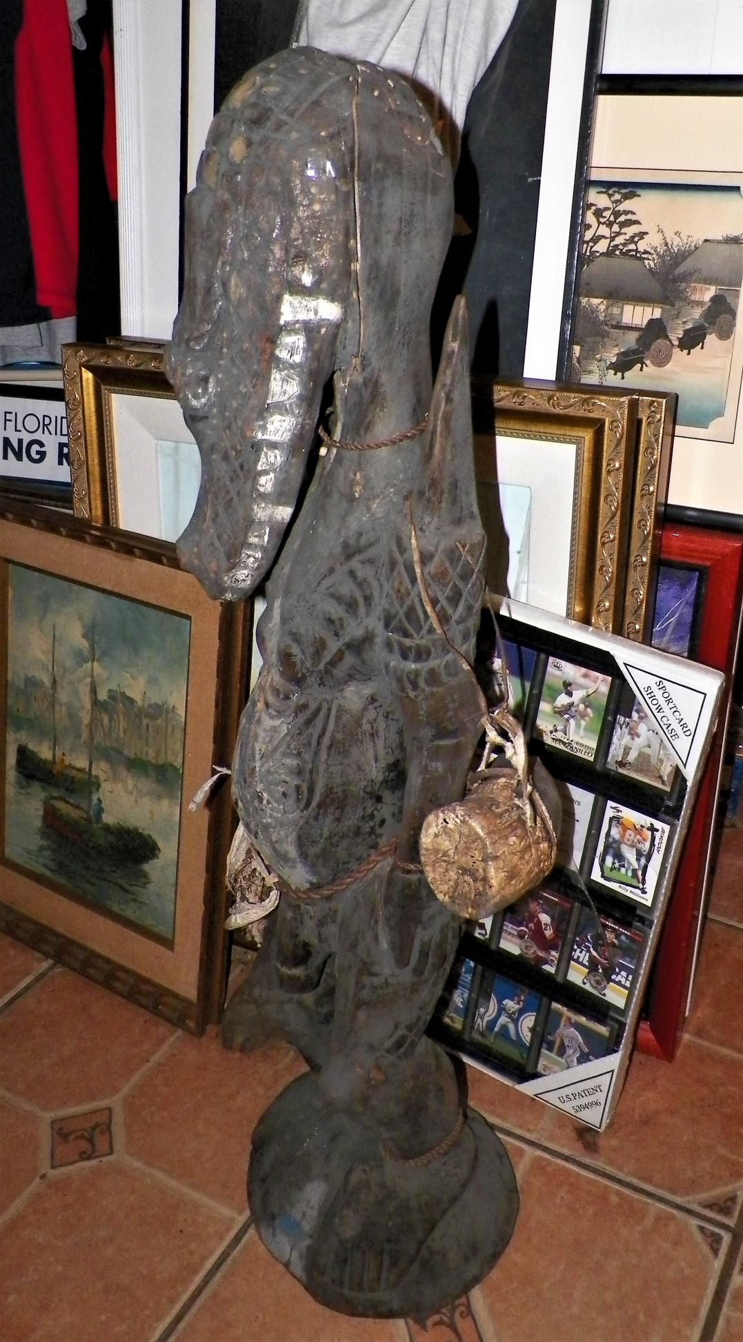 ART CARVED AFRICAN CROCODILE MAN STATUE 2AA.JPG