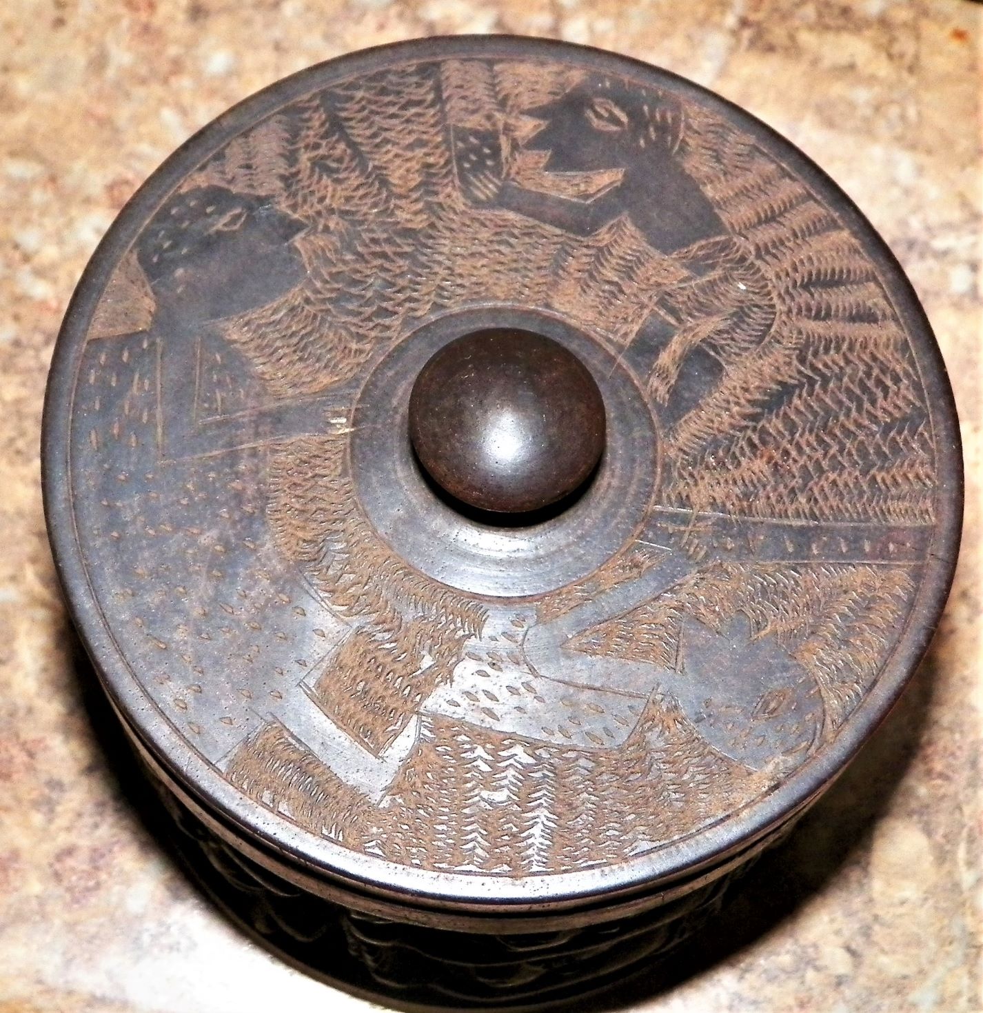 ART CARVED AFRICAN JAR WOOD CARVED TOBACCO 4AA.JPG