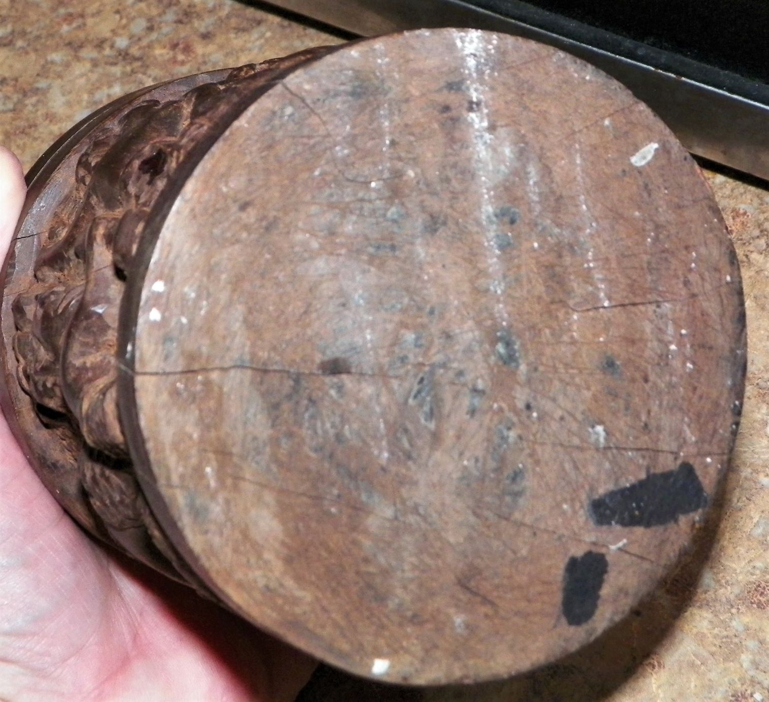 ART CARVED AFRICAN JAR WOOD CARVED TOBACCO 6AA.JPG