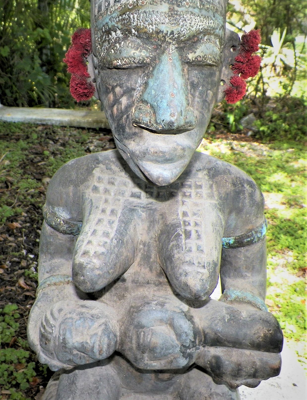 MOST INCREDIBLE AFRICAN STATUE/S! 2 Pieces MALE + FEMALE w/BABY JOIN TO 1 LARGE STATUE