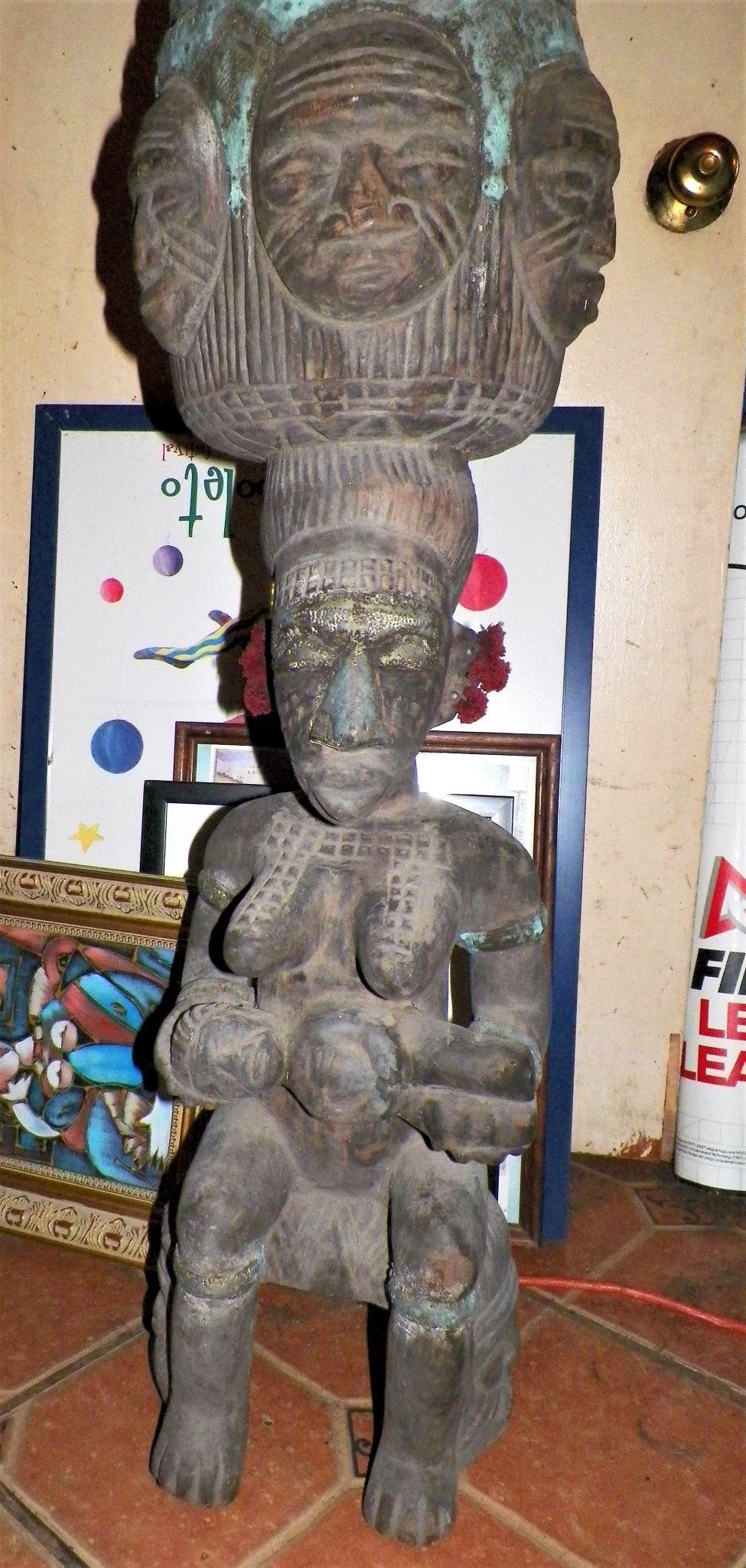 MOST INCREDIBLE AFRICAN STATUE/S! 2 Pieces MALE + FEMALE w/BABY JOIN
