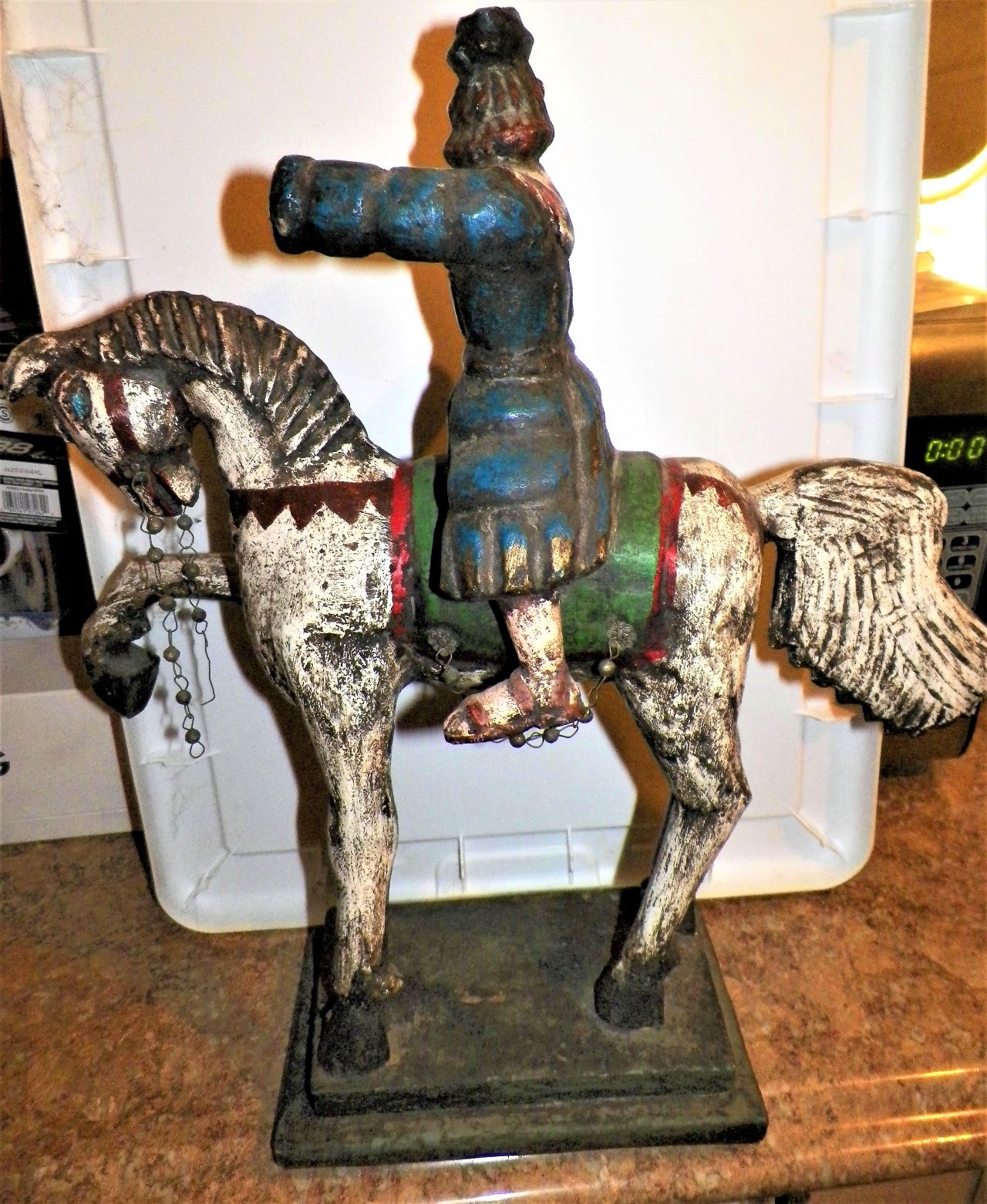 HELP w/ANY INFO/AGE OF LARGE OLD CARVED WOOD HORSE & RIDER | Antiques Board