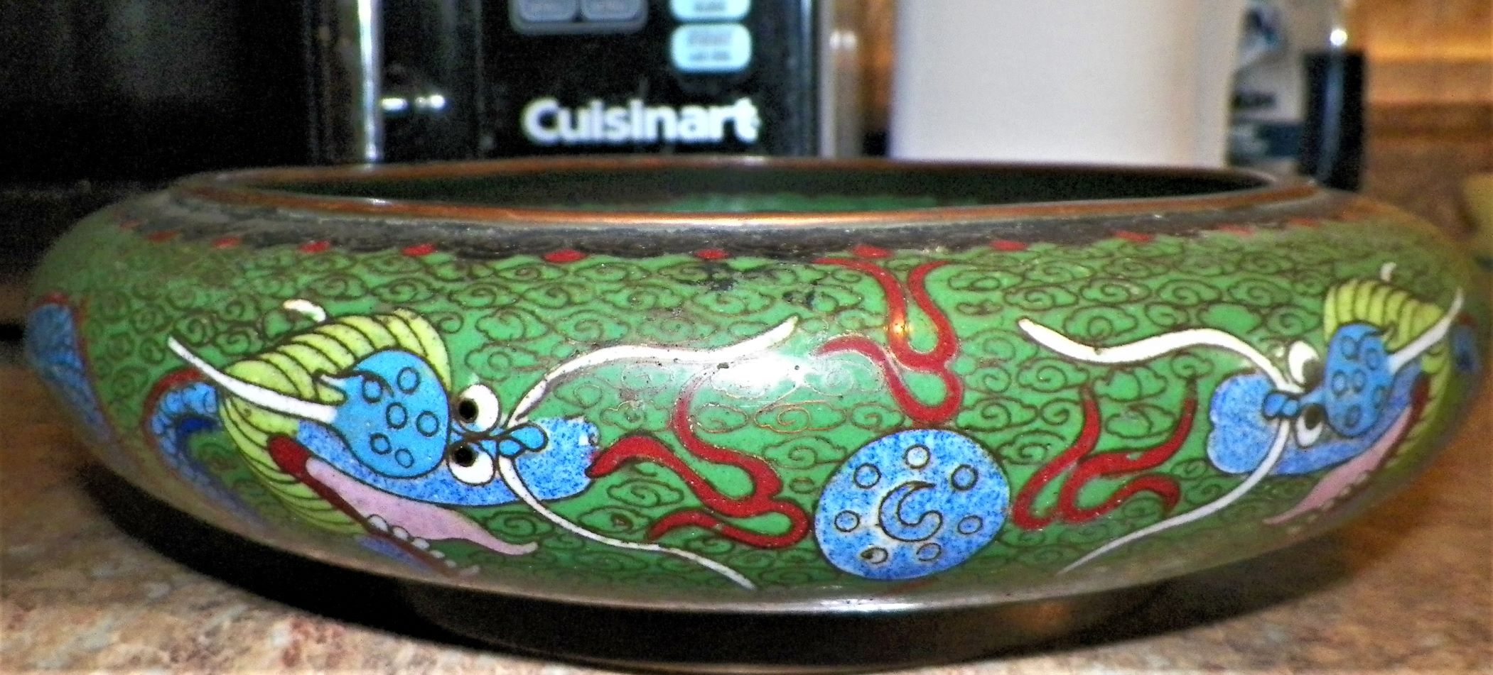 ART CLOISONNE JAPAN BOWL & CANDLE STICK HOLDERS 2BAA.JPG