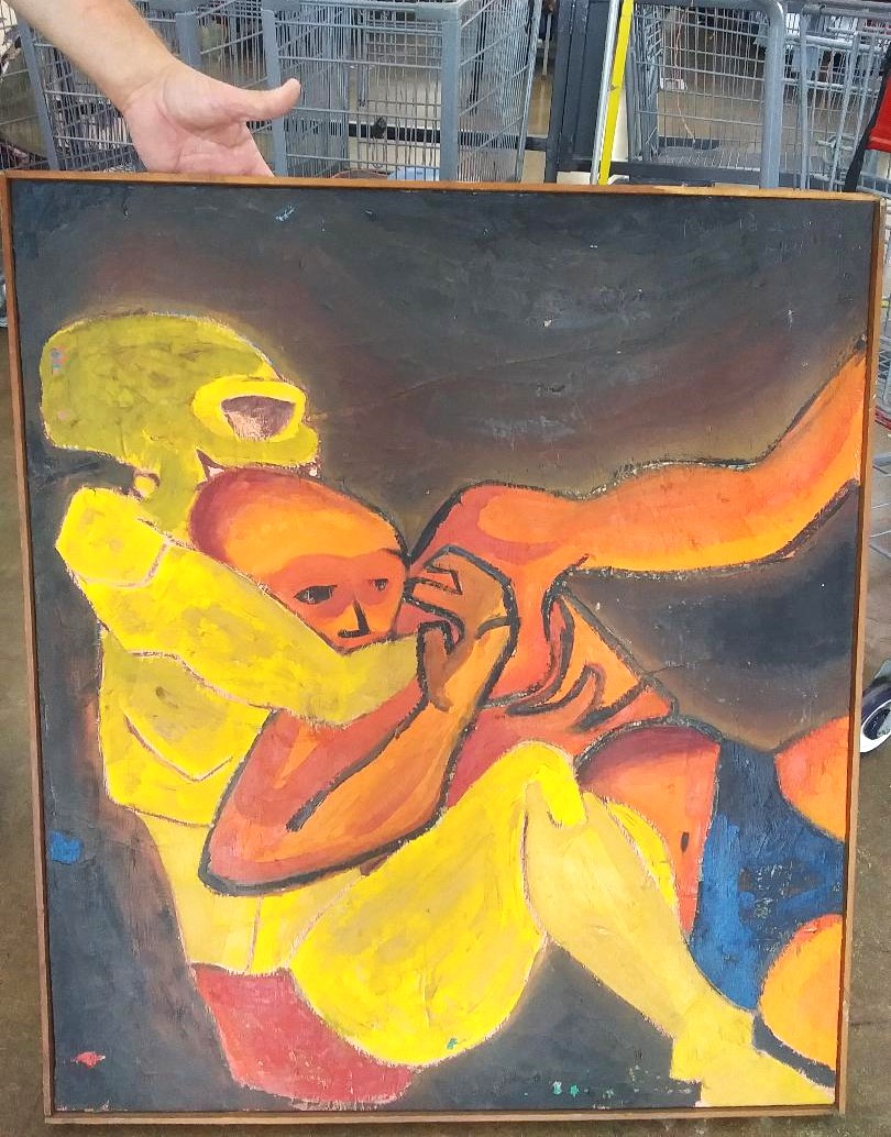 ART PAINTING 1964 ALIENS WRESTLING 1AA.jpg