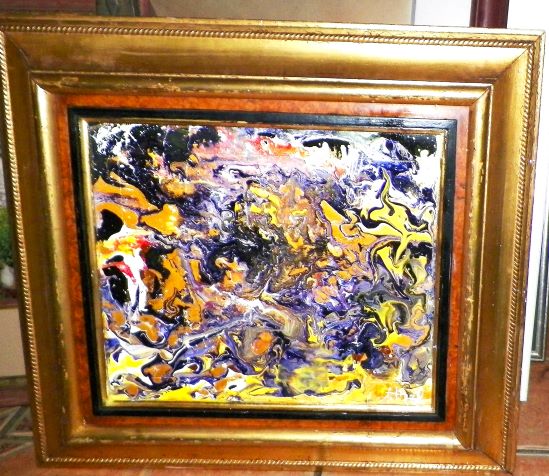 ART PAINTING ABSTRACT $90 FLOWERY ABSTRACT PAINTING THRIFT STORE 1AAA.JPG
