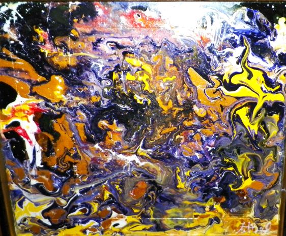ART PAINTING ABSTRACT $90 FLOWERY ABSTRACT PAINTING THRIFT STORE 2AA_AA.JPG