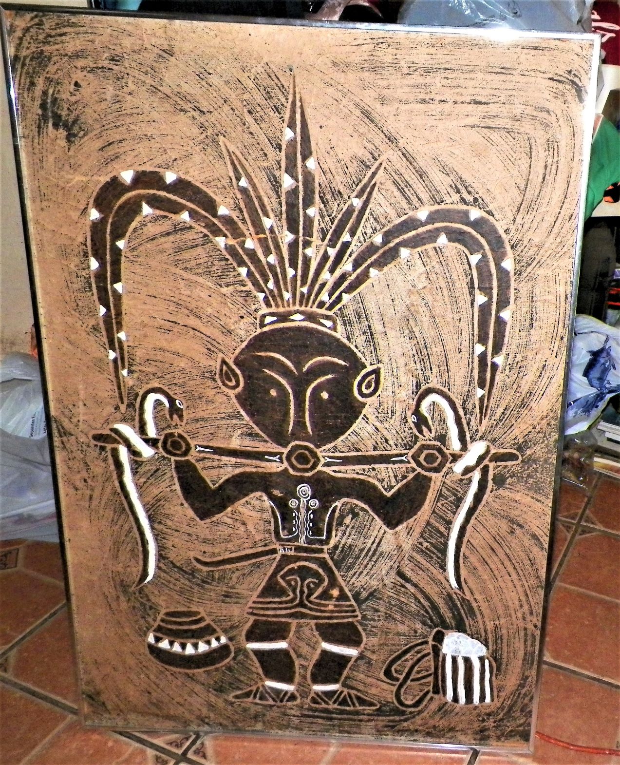 ART PAINTING AFRICAN PRIMITIVE LARGE 1AA.JPG