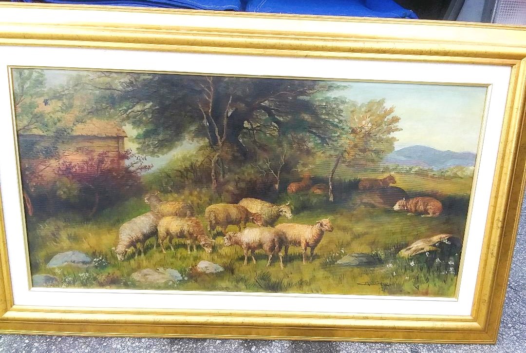 ART PAINTING ANTIQUE OZ SHEEP 1AA.jpg