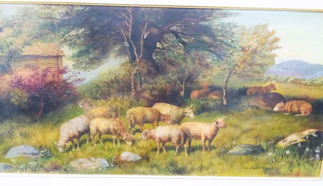 ART PAINTING ANTIQUE OZ SHEEP 1BAA.jpg