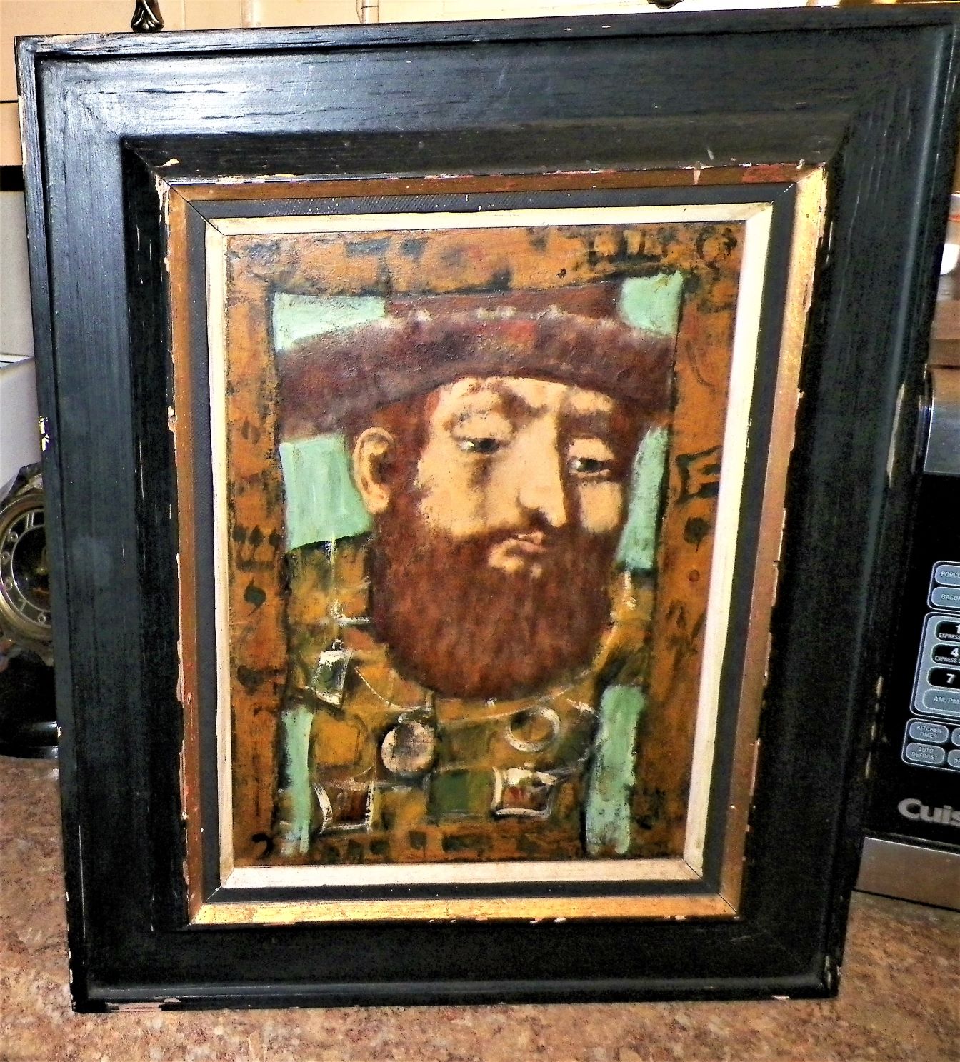 ART PAINTING BEARD MAN THRIFT STORE FIND WITH ERTE 1AA.JPG