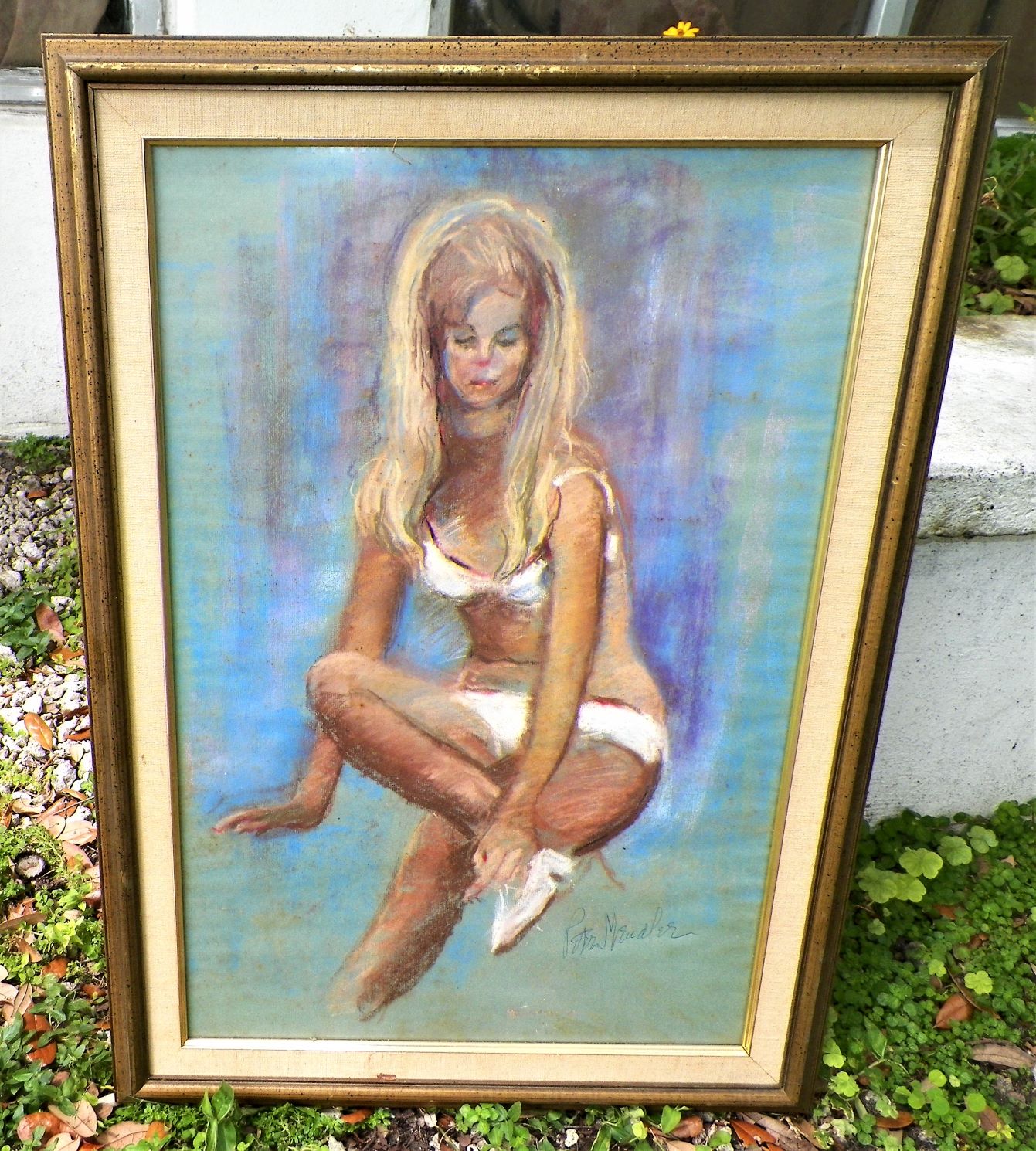 ART PAINTING BLONDE IN WHITE BATHING SUIT  PETRA 1A_AA.JPG