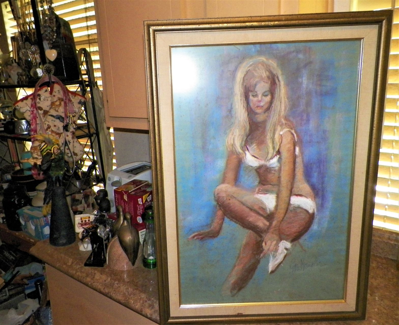 ART PAINTING BLONDE IN WHITE BATHING SUIT  PETRA 1AAA.JPG