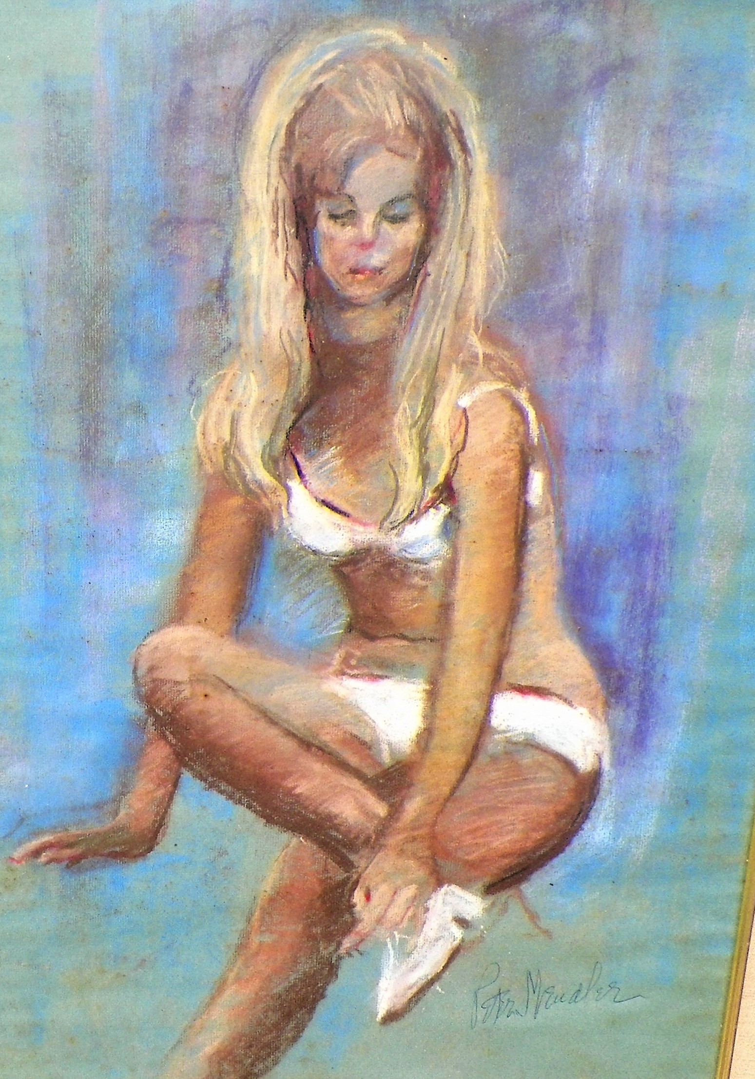 ART PAINTING BLONDE IN WHITE BATHING SUIT  PETRA 2AAA.JPG