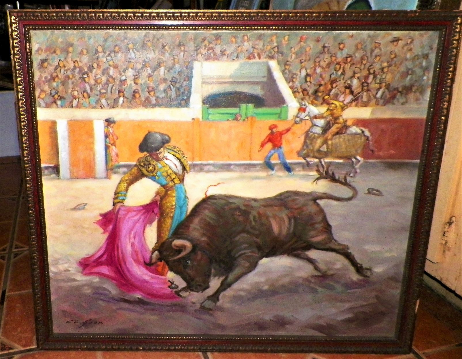 ART PAINTING BULL FIGHTING 1AA.JPG