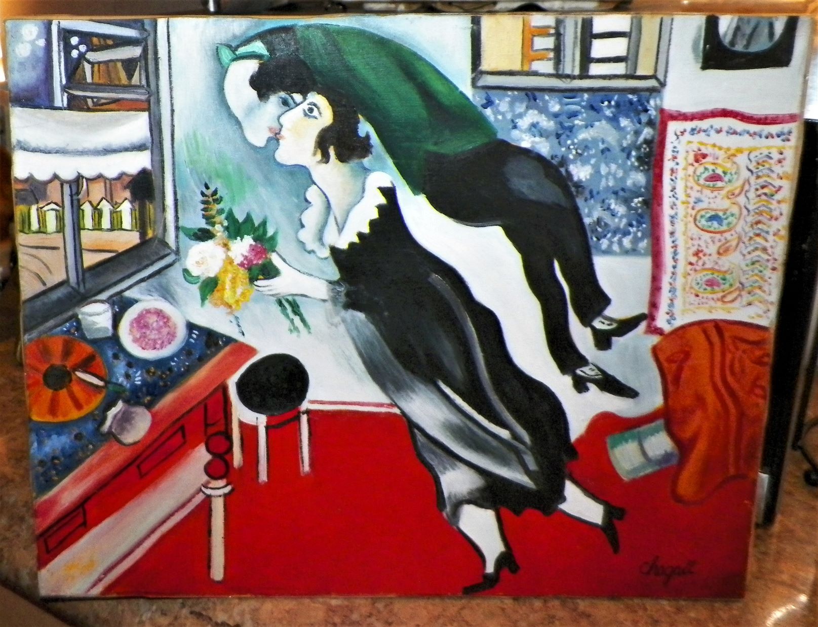 ART PAINTING CHAGALL SIGNED THRIFT STORE FIND 1AA.JPG