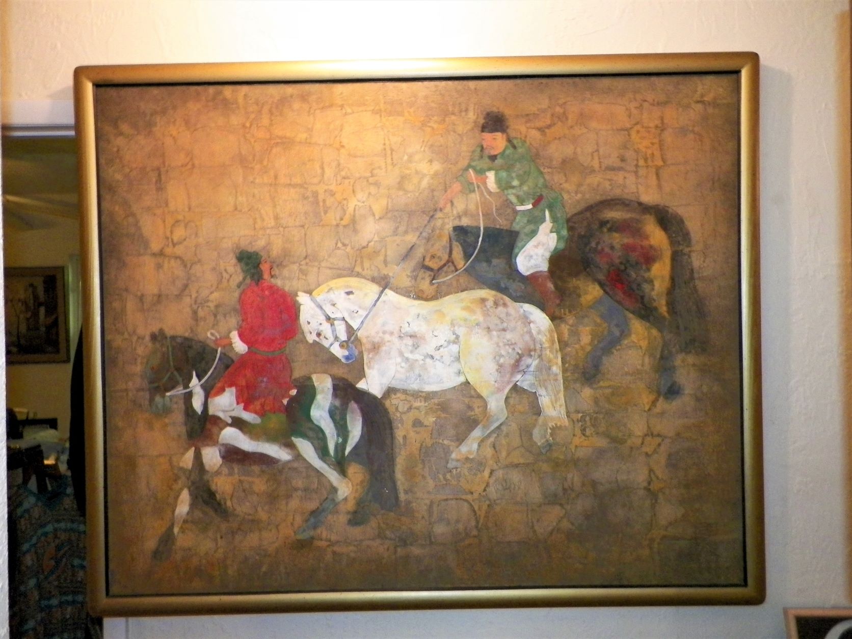 ART PAINTING CHINESE LARGE 5 X 4 HORSES 1AA.JPG