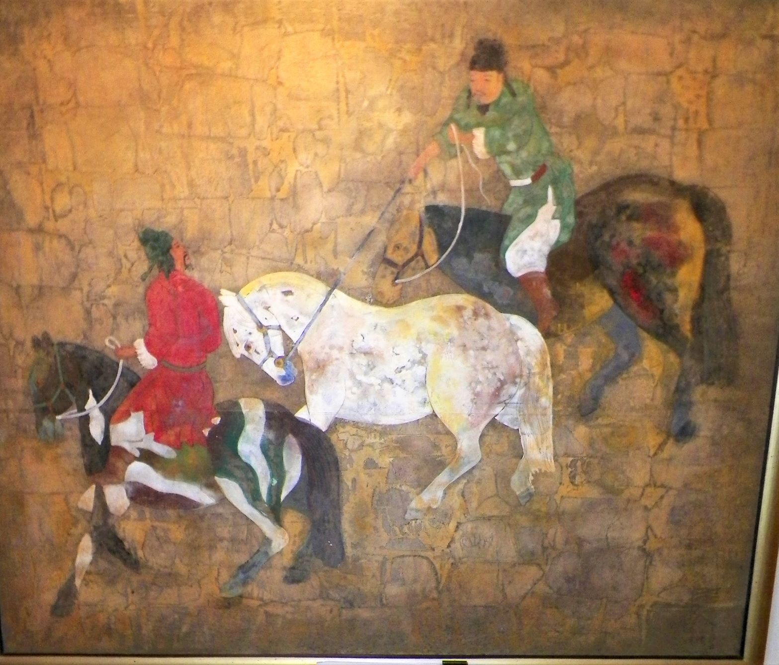 ART PAINTING CHINESE LARGE 5 X 4 HORSES 3AA.JPG