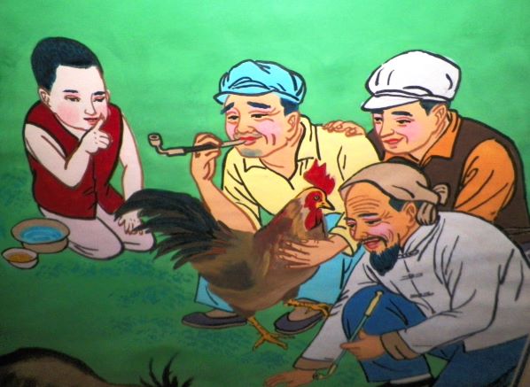 ART PAINTING COCK FIGHTING ORIENTAL 2AAA.JPG