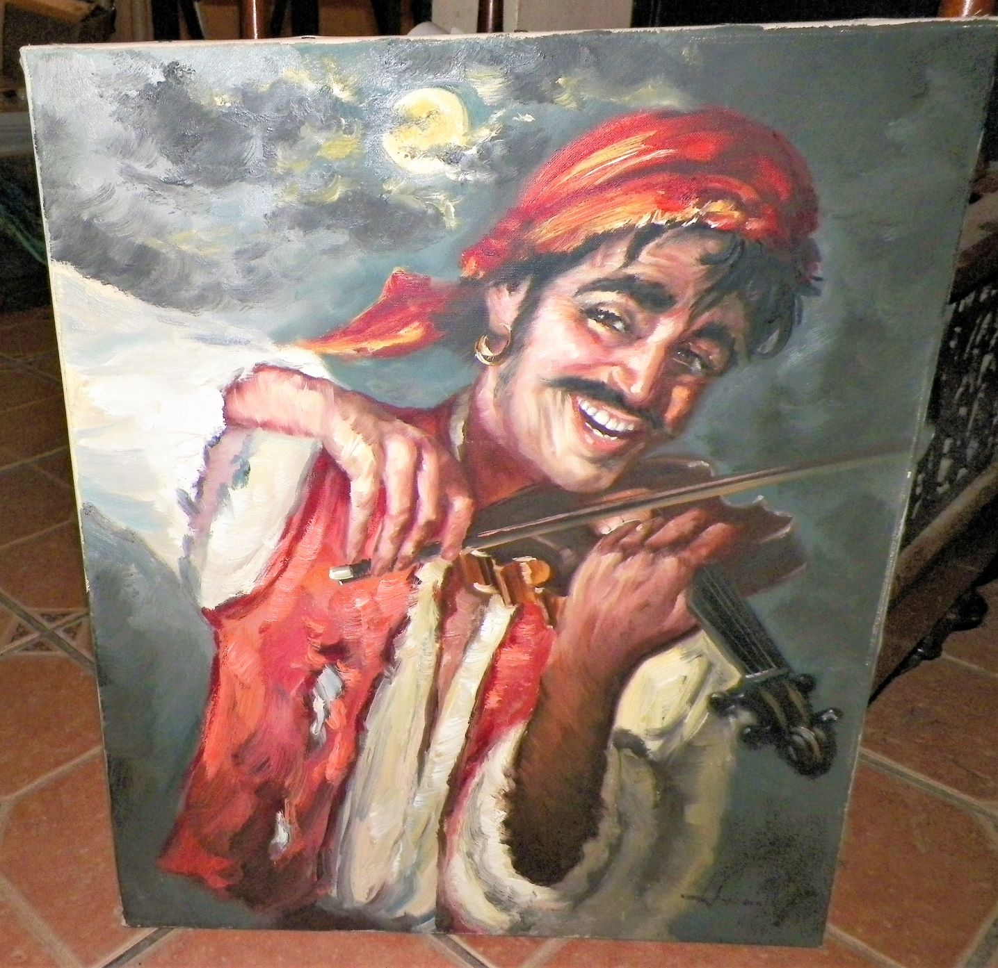 ART PAINTING GYPSY PLAYING VIOLIN 1AA.JPG