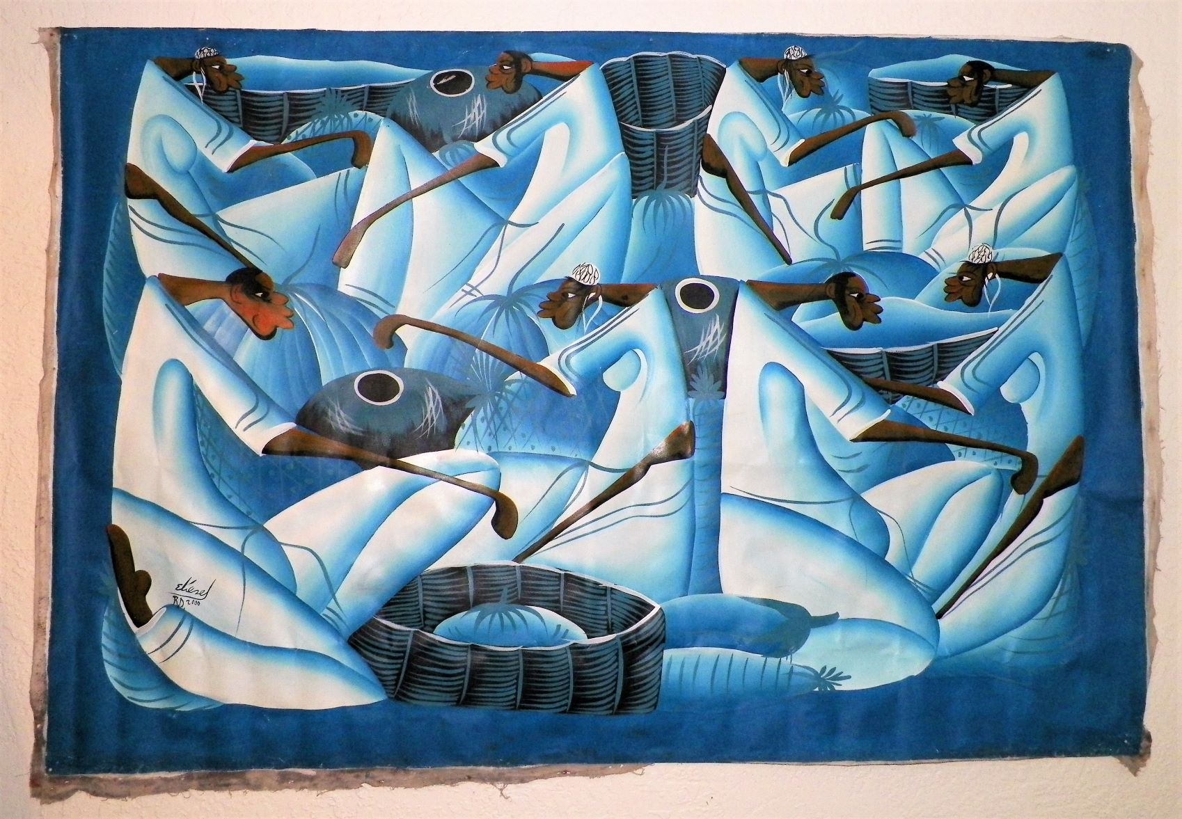 ART PAINTING HAITIAN BLUE LARGE 1AA.JPG