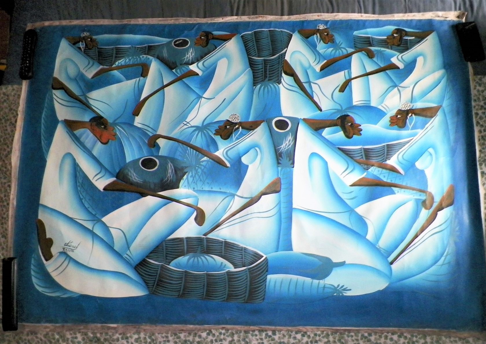 ART PAINTING HAITIAN LARGE BLUE 1AA.JPG