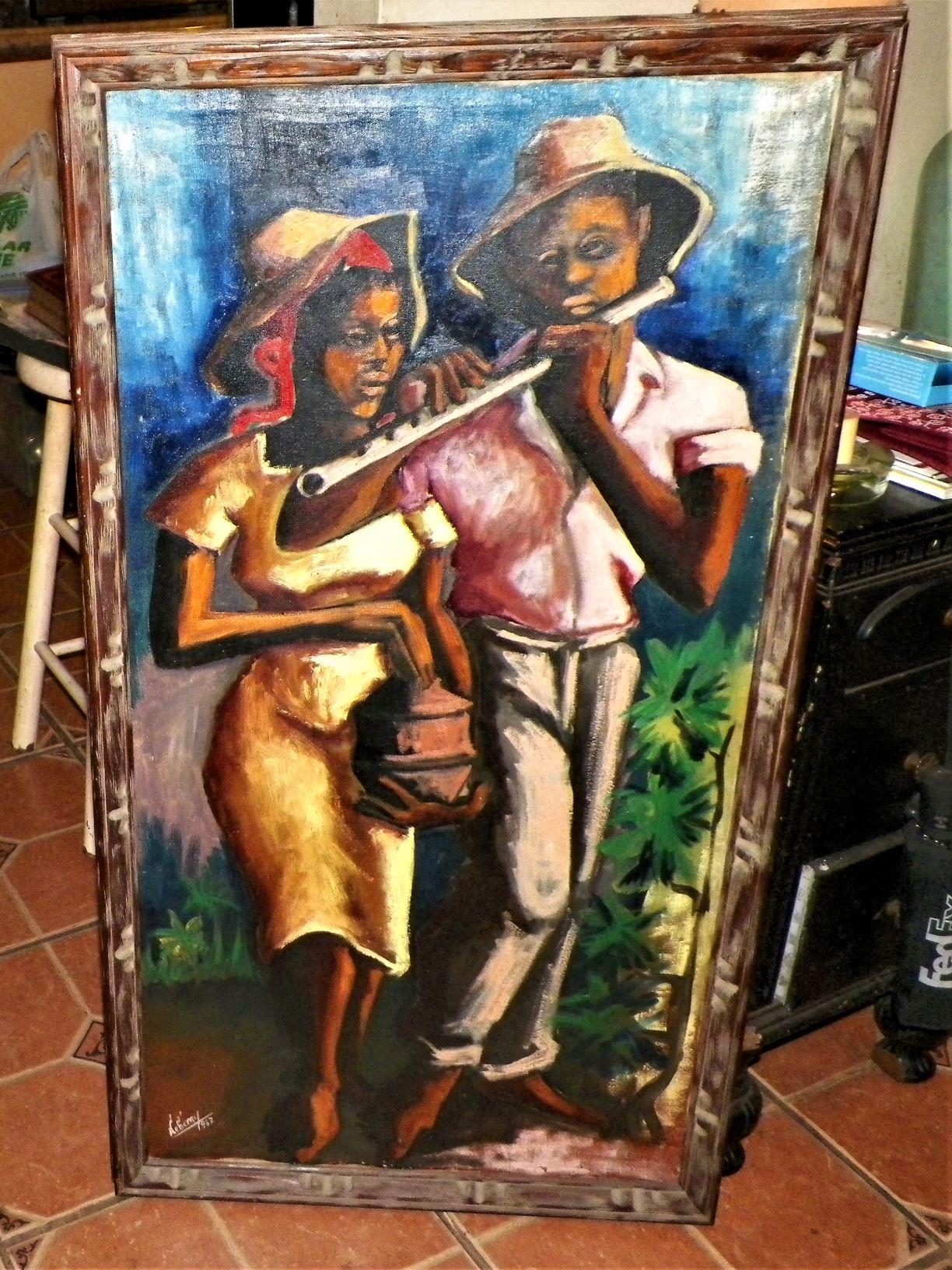 THRIFT STORE FIND 1962 PAINTING BY RENOWN HAITIAN ARTIST JEAN NEHEMY
