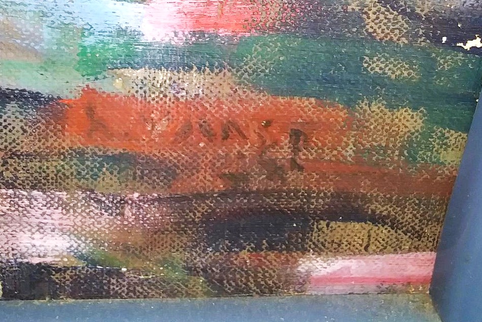 ART PAINTING HAITIAN TALL & THIN THRIFT STORE FIND 3AA.jpg