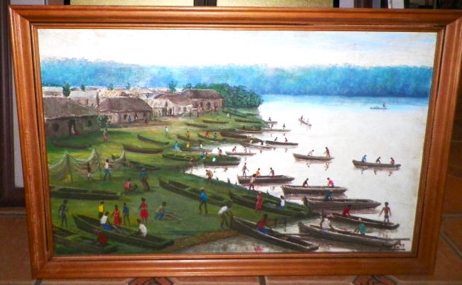 ART PAINTING HAITIAN THRIFT STORE FIND PAIR GUCIF POSSIBLLY 6AaA 2nd PAINTING.JPG