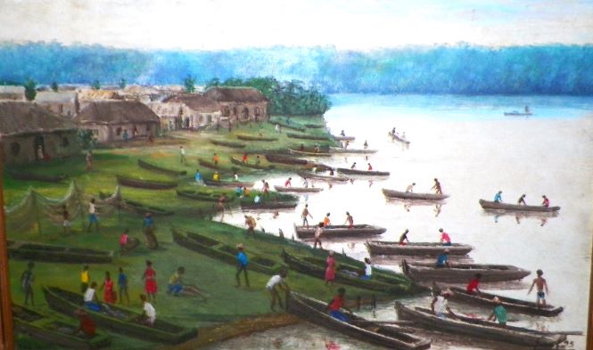 ART PAINTING HAITIAN THRIFT STORE FIND PAIR GUCIF POSSIBLLY 7AA 2nd PAINTING.JPG