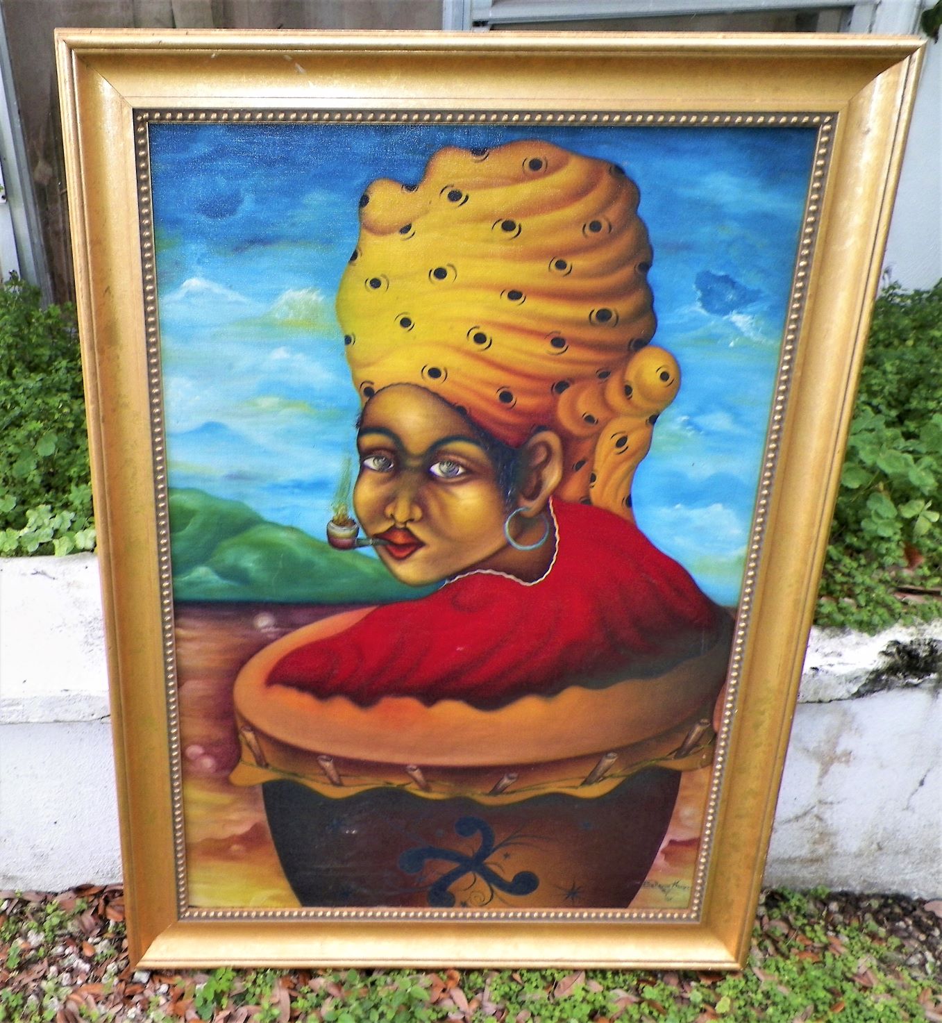 ART PAINTING HAITIAN WOMAN SMOKING PIPE 1A_AAZZZ.jpg
