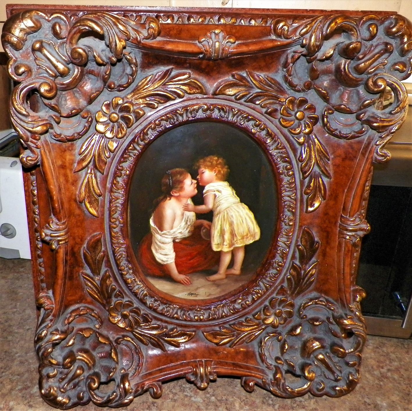 ART PAINTING HANZ SMALL PAINTING ORNATE FRAME 1AA.JPG