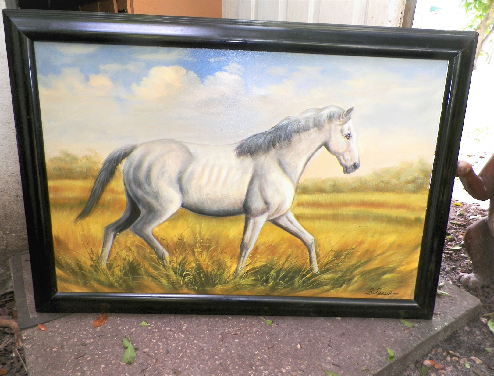 ART PAINTING HORSE GREY MARE B TARSIA 1AA.JPG