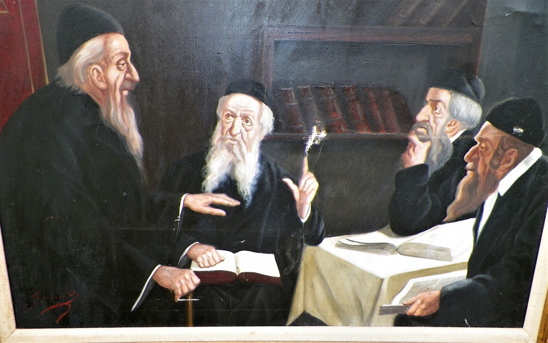 HELP WITH SIGNATURE & THOUGHTS ON LARGE PAINTING OF A GROUP OF RABBIS