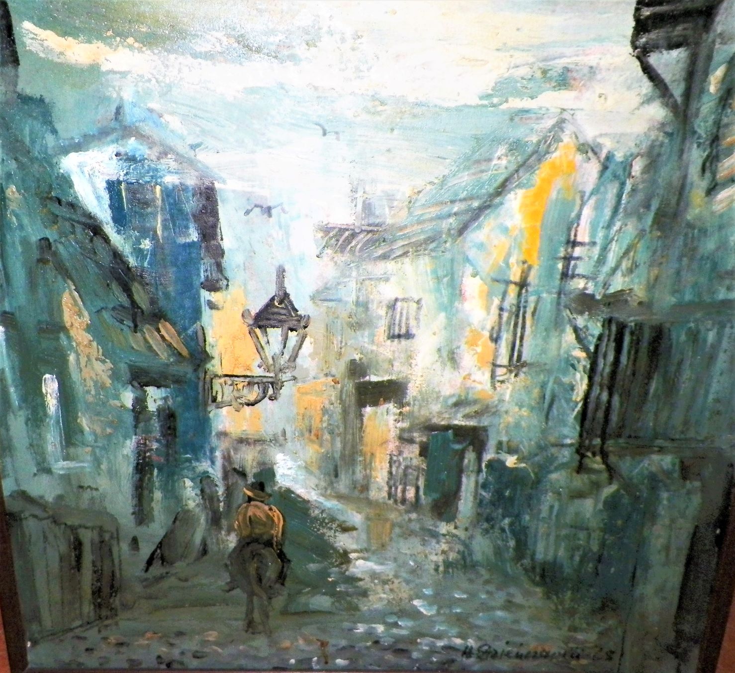 ART PAINTING MID CENTURY UNKNOWN SPELLING 4AA.JPG