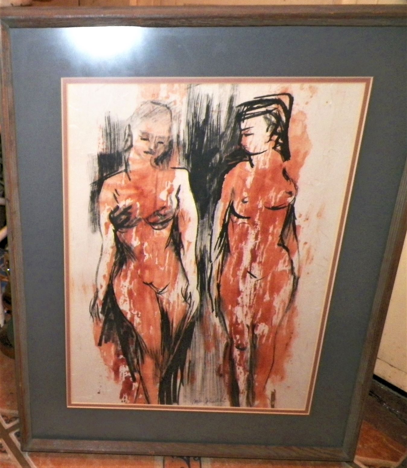 ART PAINTING NUDE 2 GIRLS SPIKE 1AA.JPG