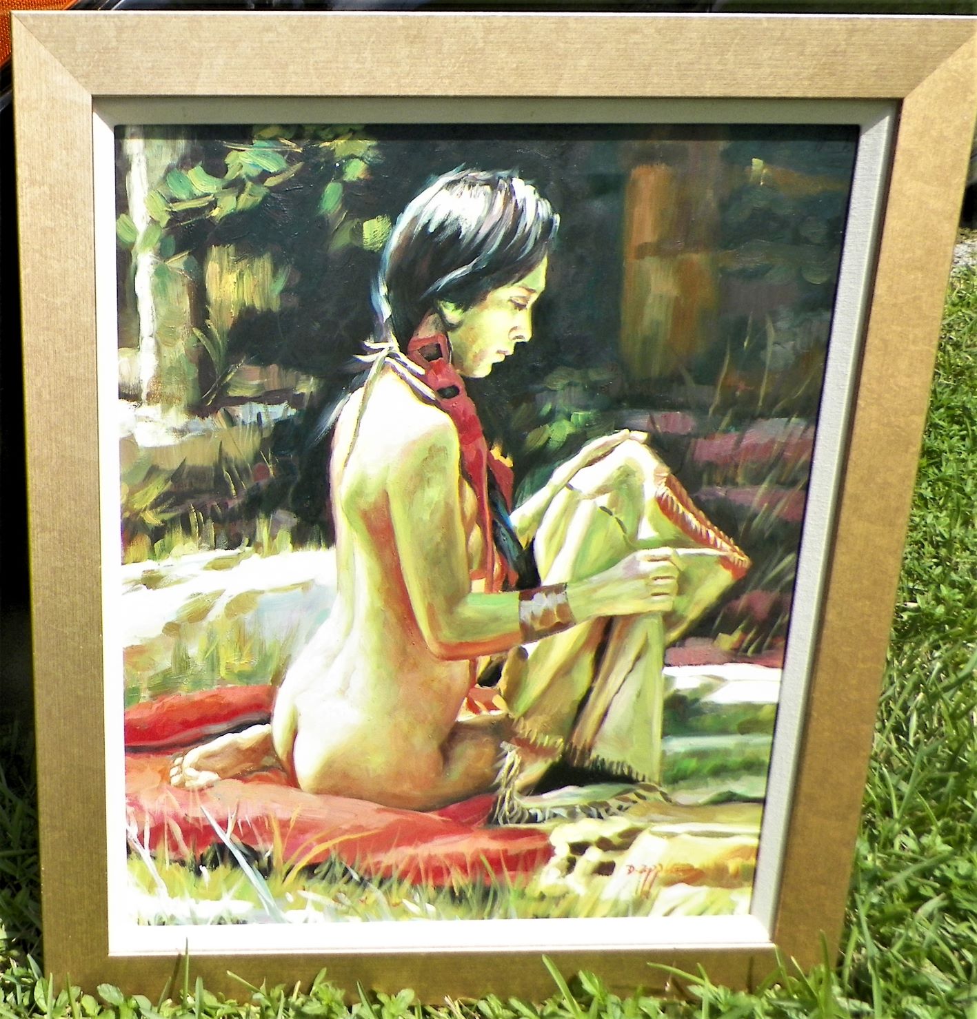 ART PAINTING NUDE INDIAN WOMAN KNEELING 1AA.JPG