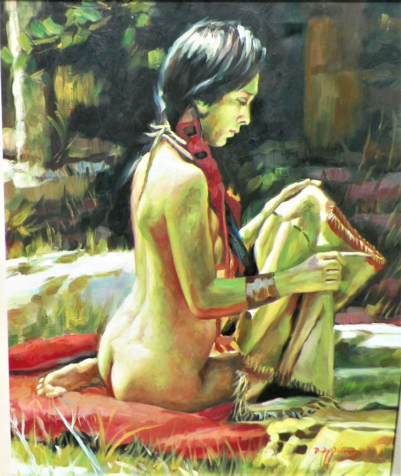 ART PAINTING NUDE INDIAN WOMAN KNEELING 2AA.JPG