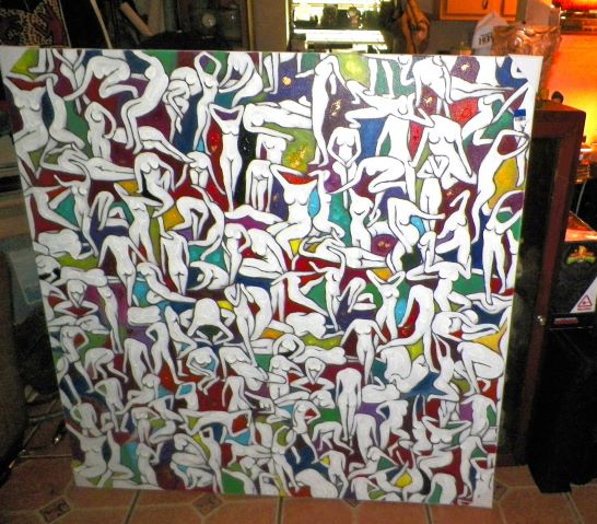 ART PAINTING NUDE KEITH HARING LOOK ALIKE LARGE 1AA.JPG