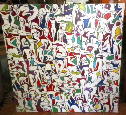 ART PAINTING NUDE KEITH HARING LOOK ALIKE LARGE 2AA.JPG