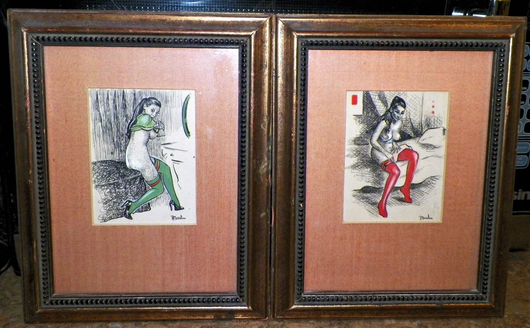 ART PAINTING NUDE MINIATURE PAIR R MUZIO DIAZ 1AA.JPG