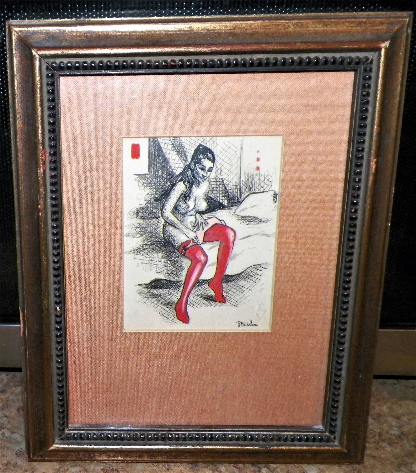 ART PAINTING NUDE MINIATURE PAIR R MUZIO DIAZ 6AA.JPG
