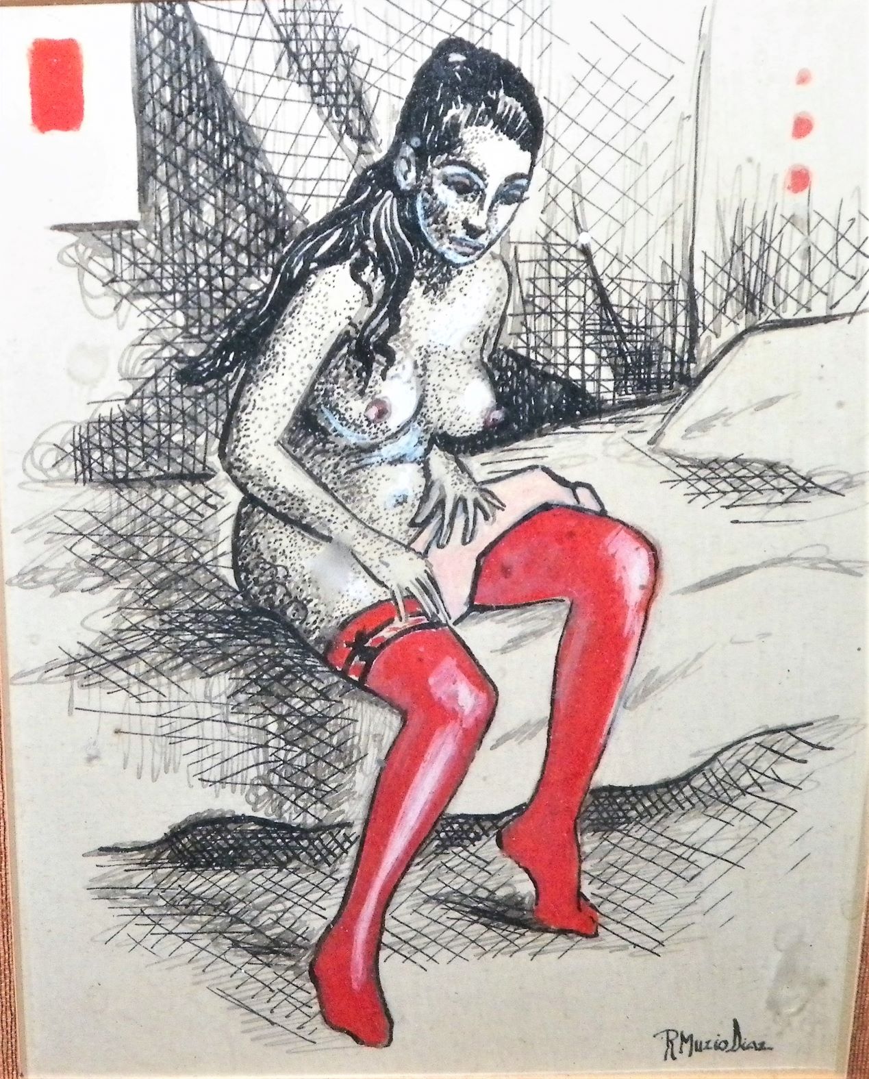 ART PAINTING NUDE MINIATURE PAIR R MUZIO DIAZ 7AA.JPG