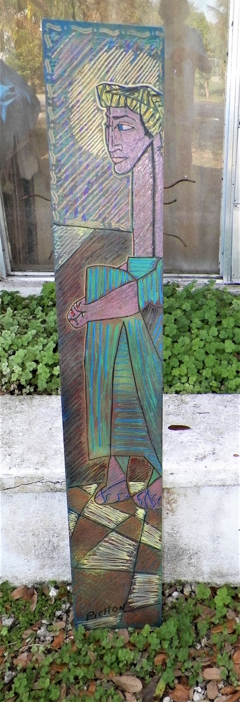 ART PAINTING PICHON ON WOOD BOARD 1AA.JPG