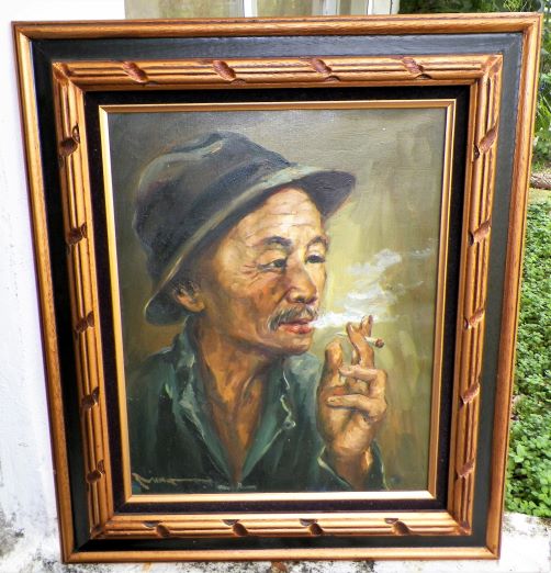 ART PAINTING PORTRAIT ORIENTAL MAN SMOKING 1AAA.JPG
