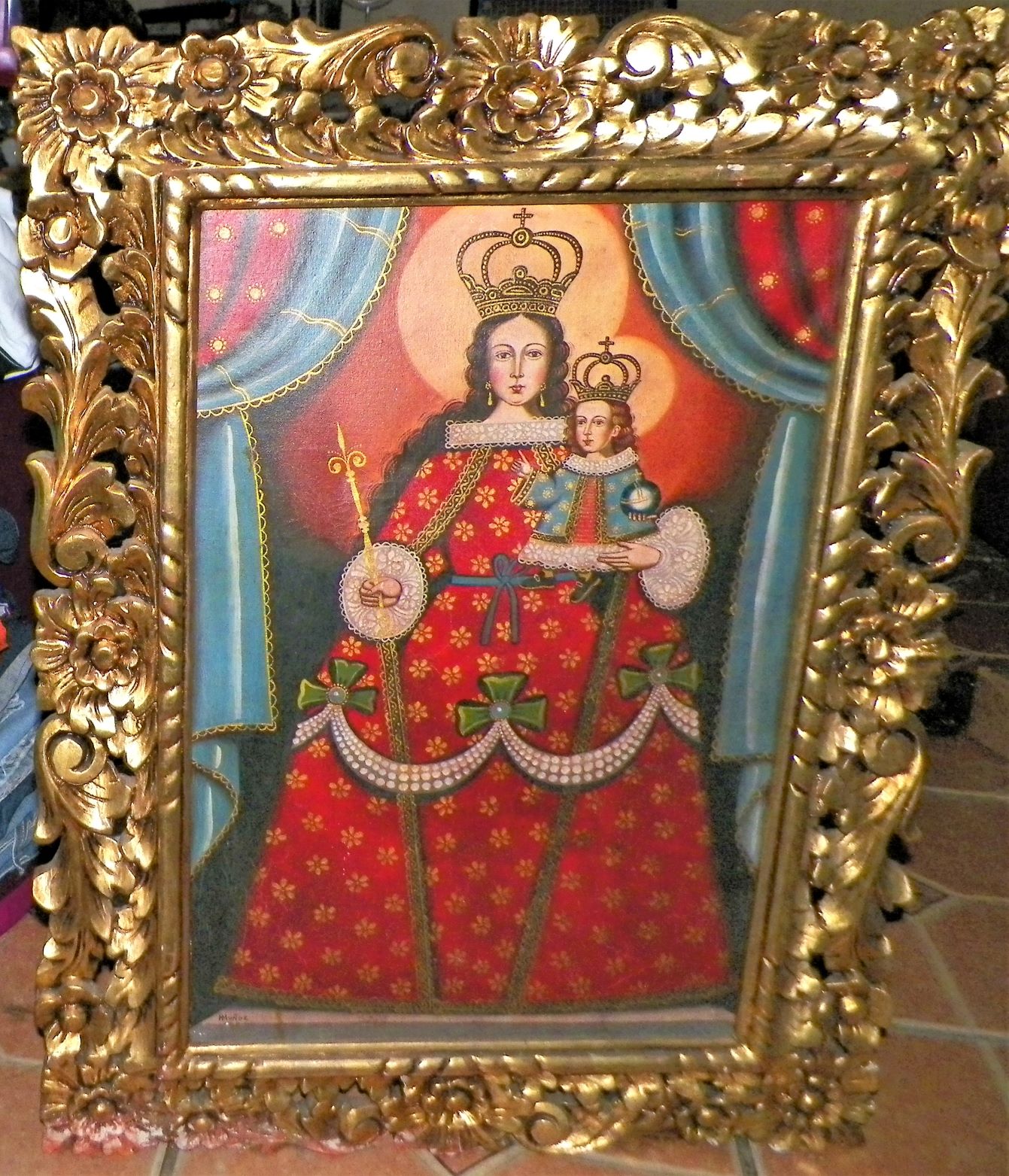 ART PAINTING RELIGOUS MADANNA & CHILD BRAZIL STYLE 1AA.JPG