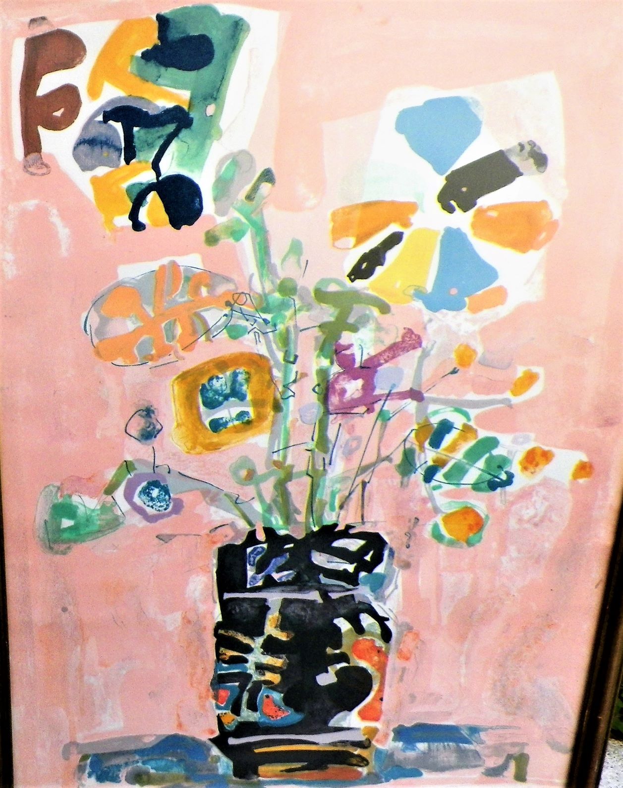 ART PAINTING THRIFT FLOWER POT ABSTRACT 2AA.JPG