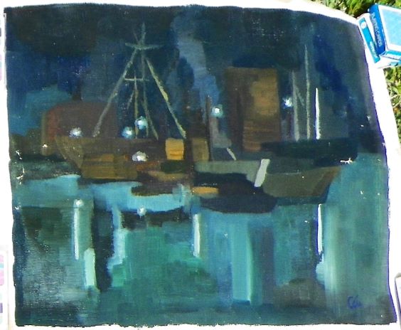 ART PAINTING THRUFT FIND UNFRAMED CETI 1AA.JPG