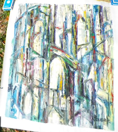 ART PAINTING THRUFT FIND UNFRAMED JOUCEK ABSTRACT 1AA.JPG