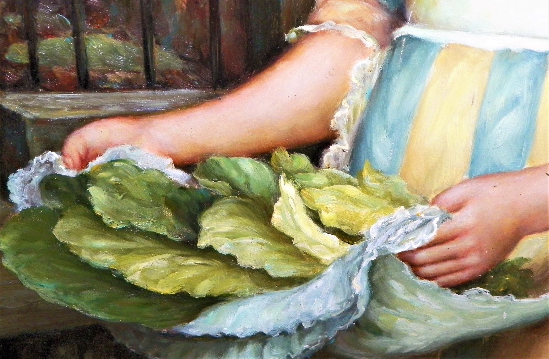 ART PAINTING VIN JON YOUNG GIRL IN NICE FRAME 3AA.JPG