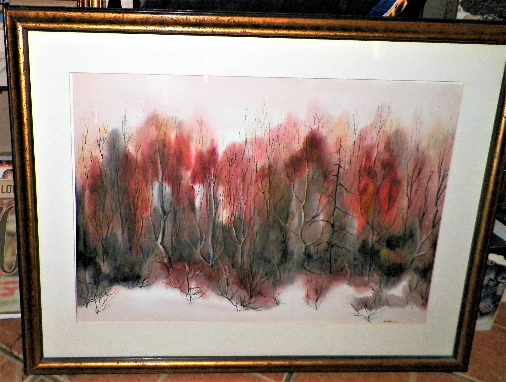 ART PAINTING WANK LANDSCAPE FOREST IN RED 1AA.JPG